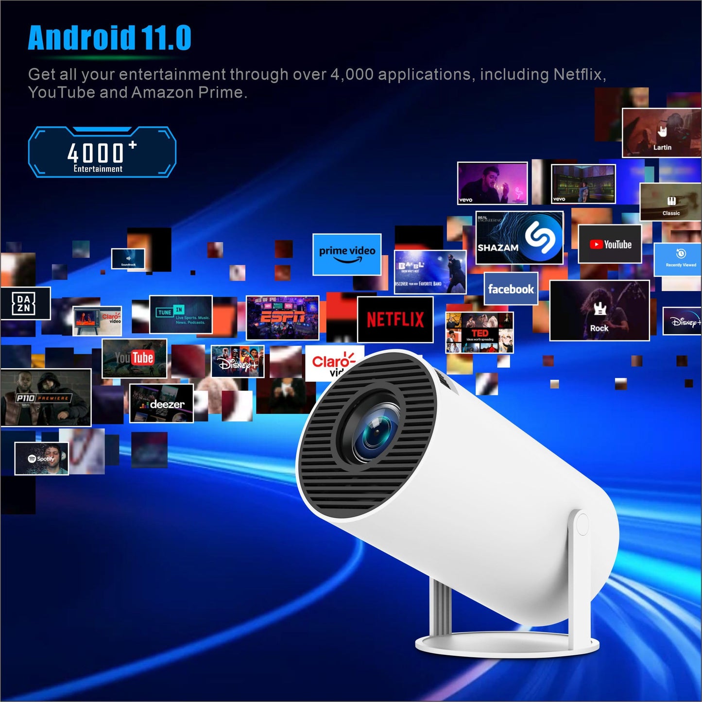 Reiie Mini Projector, 1080P Wifi Bluetooth, Portable Outdoor Movie Projector For Camping, Home Theater Support 130 Display