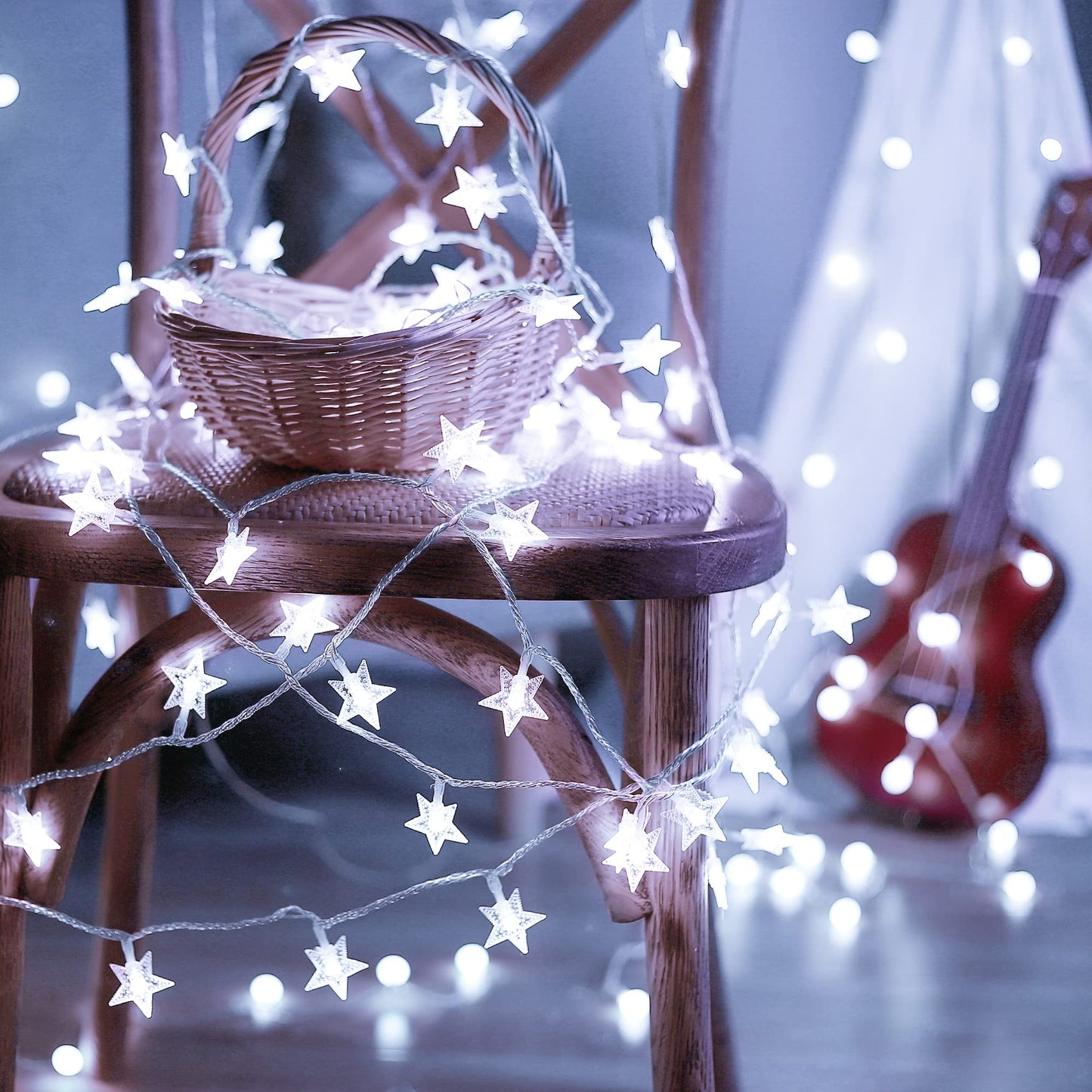 Heyfuni Led Star String Lights  100 Led 33 Ft Outdoor Christmas Fairy Lights  8 Modes For Holiday New Year Wedding Party  Xmas Tree  Garden Decor(White)