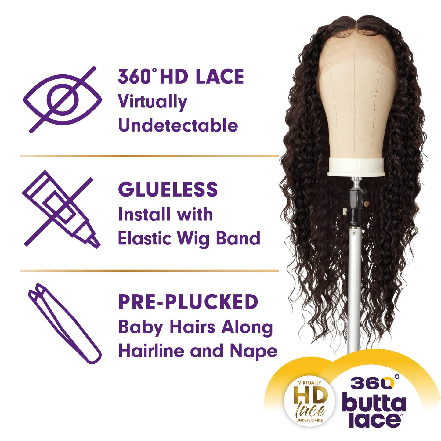 Sensationnel Butta 360 Lace Wigs - Unit 4 Wider Parting 360 Degree Lace Glueless Synthetic Preplucked Hairline (CH27)