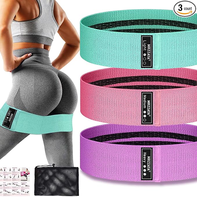 Resistance Bands for Working Out Hip and Legs, Fabric Booty Bands Set, Widen Exercise Bands for Women Men, Pilates Stretch...