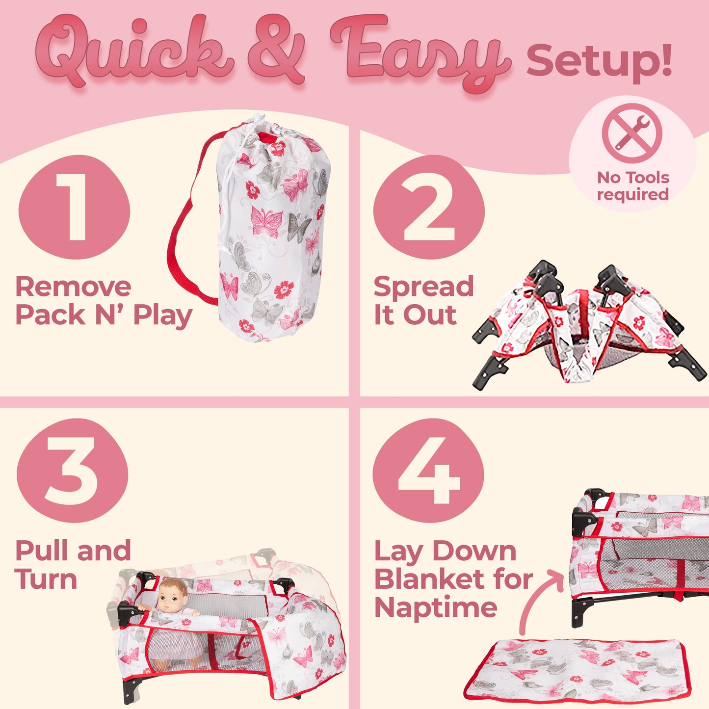 Litti Pritti 18-Inch Baby Doll Nursery Playset - Baby Doll Accessories Set with Swing, Crib, High Chair, and Carrier - Baby Doll Furniture for Girls - Suitable for 18-Inch Dolls and Kids Ages 3 and Up