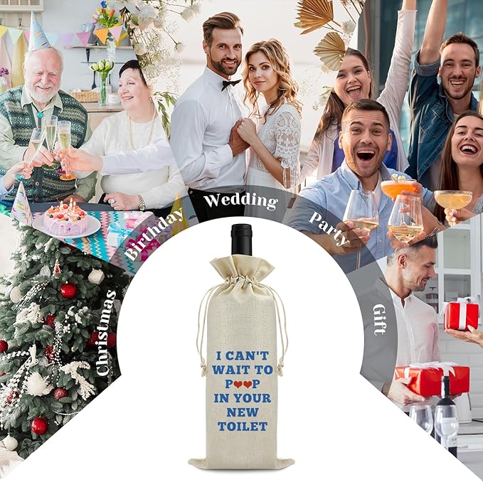 Funny Housewarming Gifts New House Wine Bag Congratulation Gift Wine Bag for Women Welcome New First Home Owners To Neighborhood Wine Bag for Friendship Gifts for Friends Birthday Christmas Gift