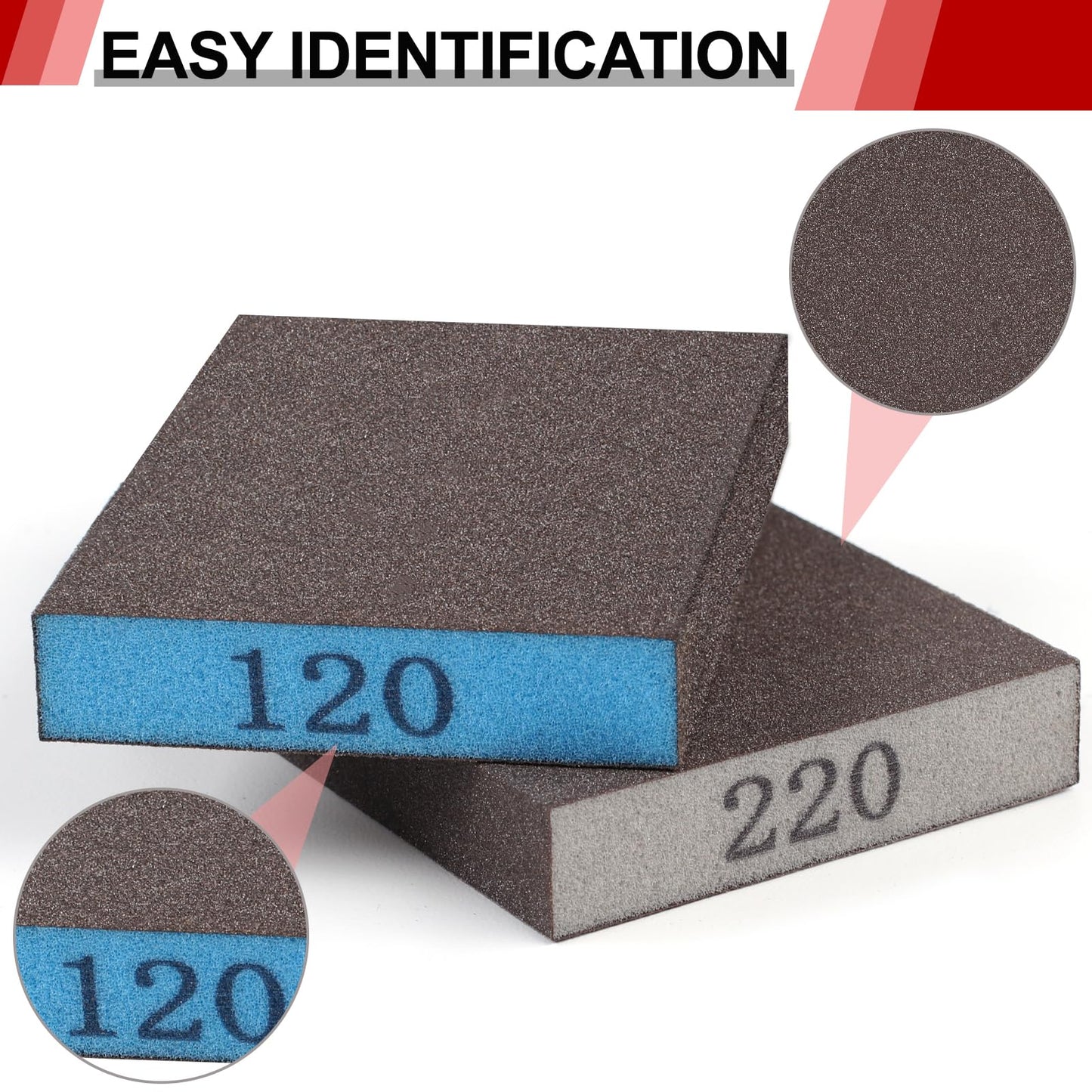 YNZDRWA 8 Pack Sanding Sponge, Washable and Reusable Sanding Blocks for Drywall Wood Metal Furniture, 60/80/120/220 Grit Sandpaper Block Assortment