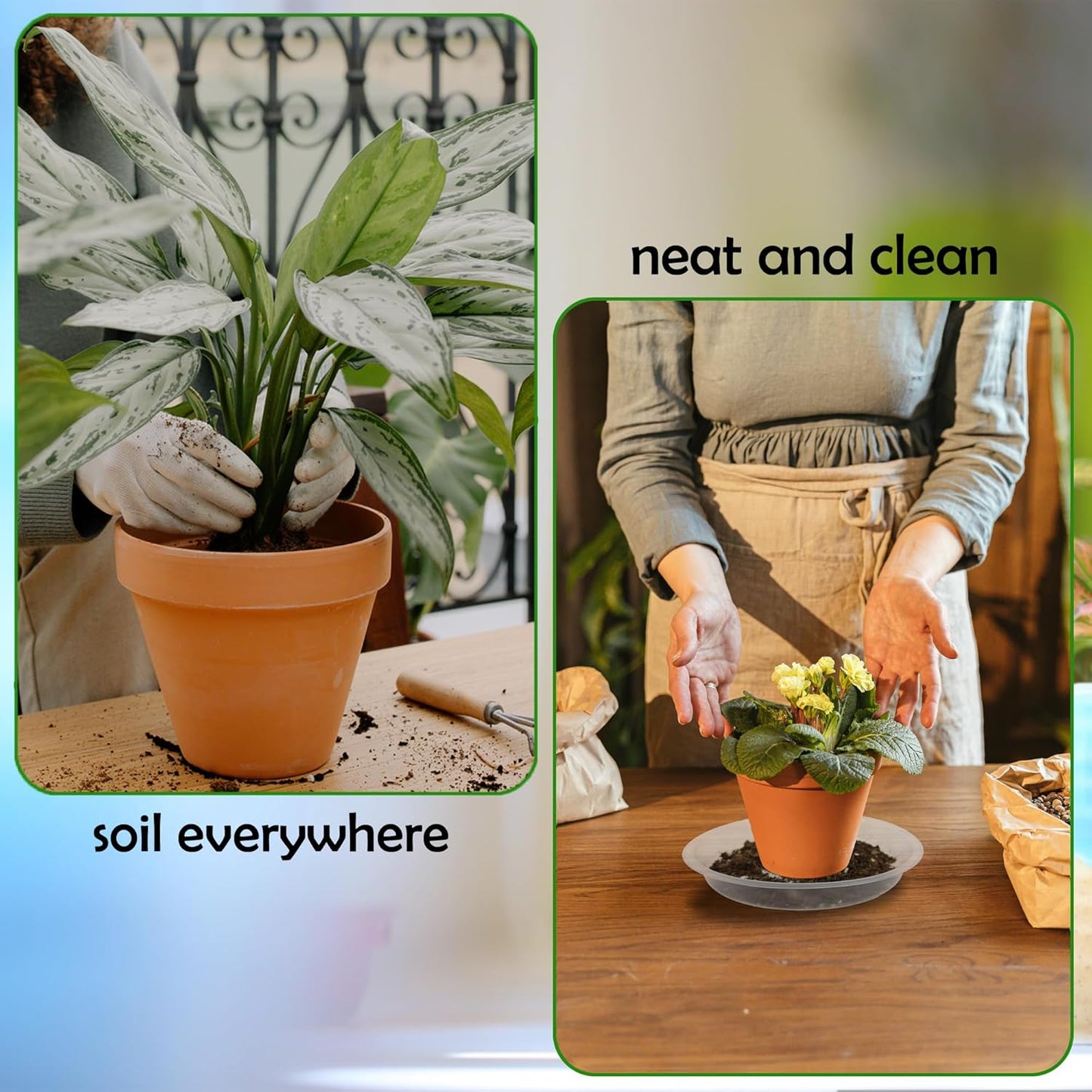 12 Pack 8 Inch Round Plant Saucers for Less 6.8 Inch Pot Indoors Outdoors Plant Trays for Pots Planter Saucer Plastic Plant Drip Tray Planter Water Tray for Potted Plants (Clear, 8"(12pcs))