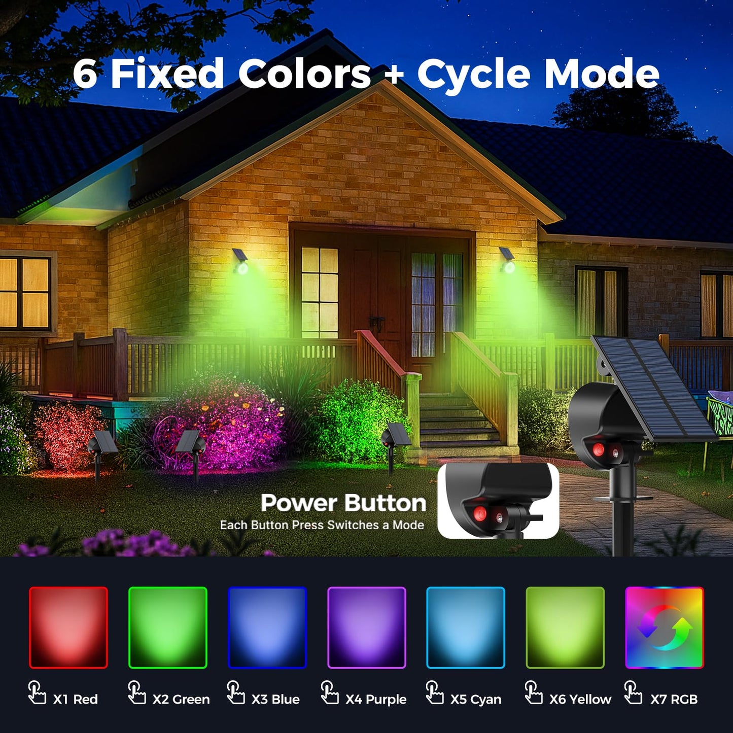 Nipify 4 Pack Solar Spot Lights Outdoor Waterproof  Solar Spotlight Light For Outside Yard Landscape Lighting Pathway Lights Wall Auto On/Off  Rgb