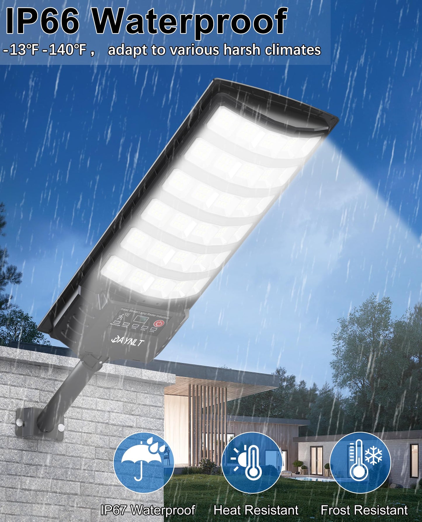 Jaynlt Solar Lights Outdoor  5 Lighting Modes Solar Flood Security Light With Motion Sensor & Dusk To Dawn&Remote  7000K Street Lamps For Yard  Entryway Garage - 4Pack