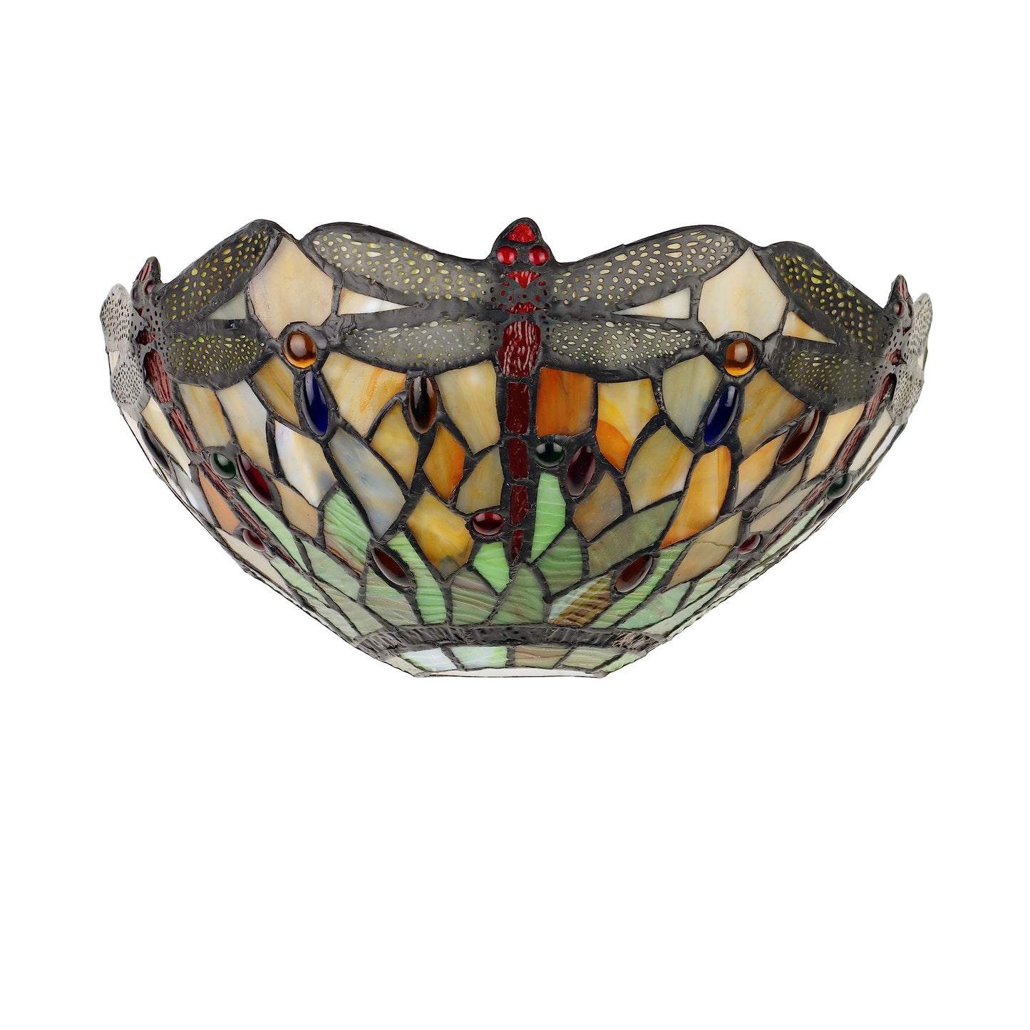 Chloe Lighting ANISOPTERA Dragonfly Wall Sconce 1-Light Black Finish 12in Wide Multicolor Glass Model CH32825DB12-WS1