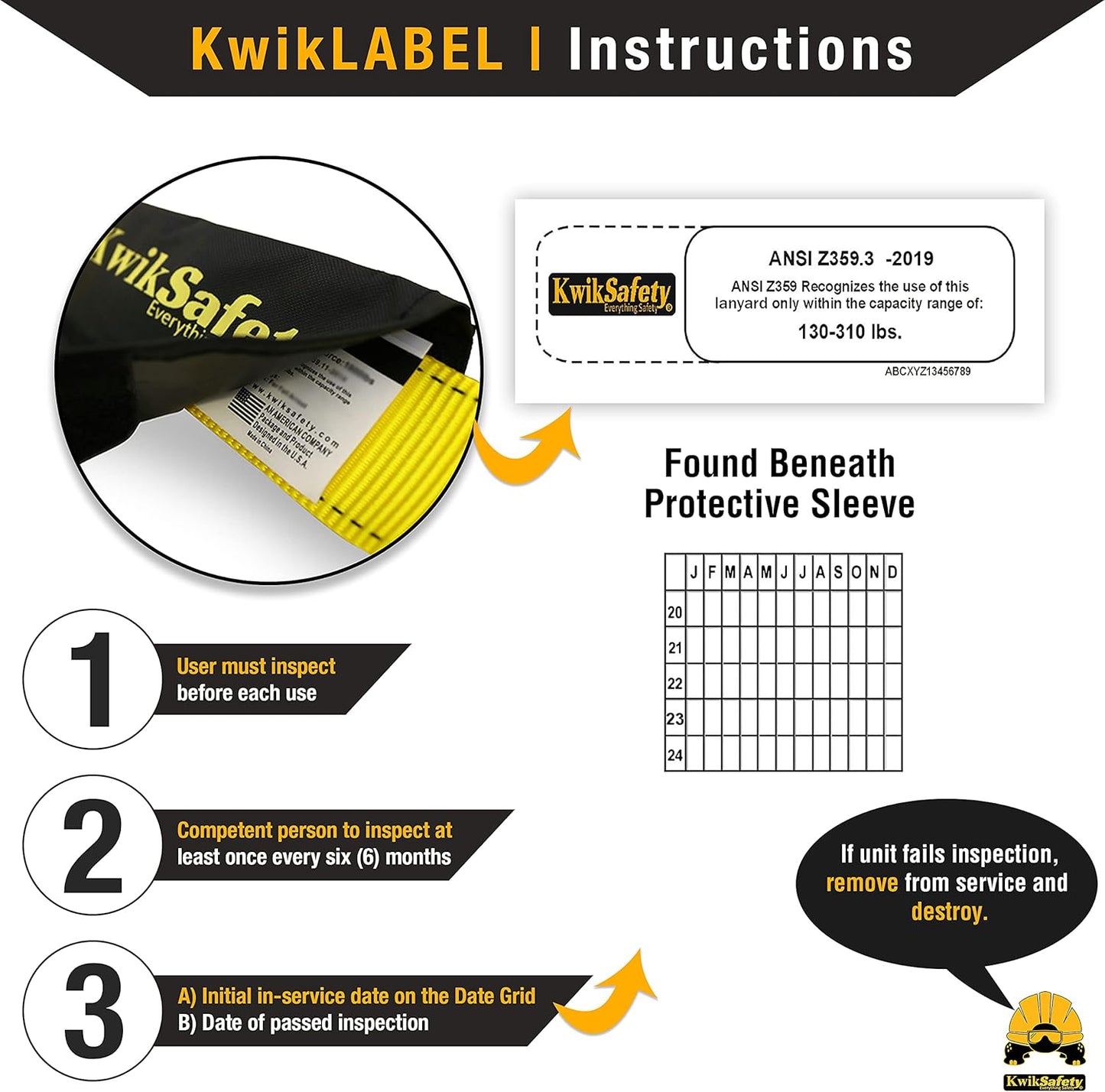 KwikSafety - Charlotte, NC - Copperhead Safety Lanyard [KIT] Single Leg No Shock Absorber ANSI OSHA Work Positioning Lanyard