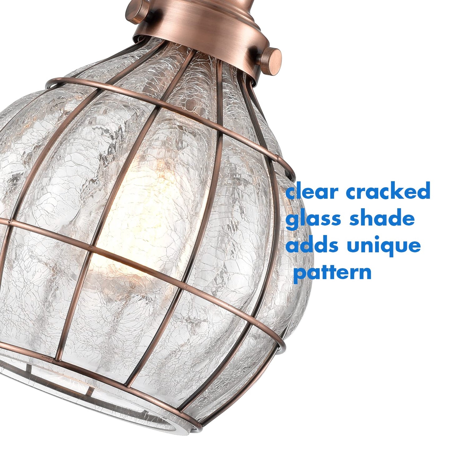 Yubole Vintage Pendant Light Fixture - Rustic Copper -  ed Glass Shade - Model Tb2020Du - Ideal For Kitchen Island, Antique Red Finish