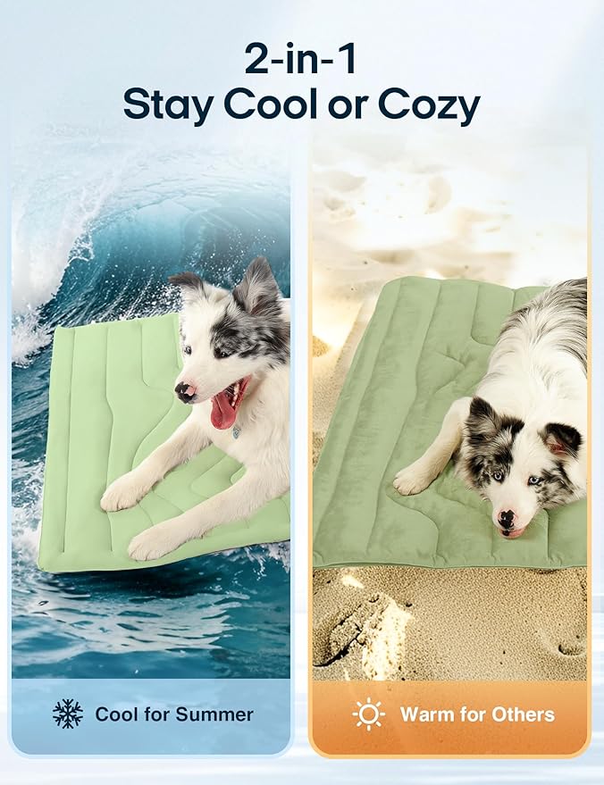 ZonLi Dog Cooling Mat, 59" x 40"Extra Large, Reversible Cooling Pad for Dogs & Cats (Cool & Warm), Durable & Machine Washable, Pet Mat for Crate, Kennel, Bed, Sofa, Sage Green