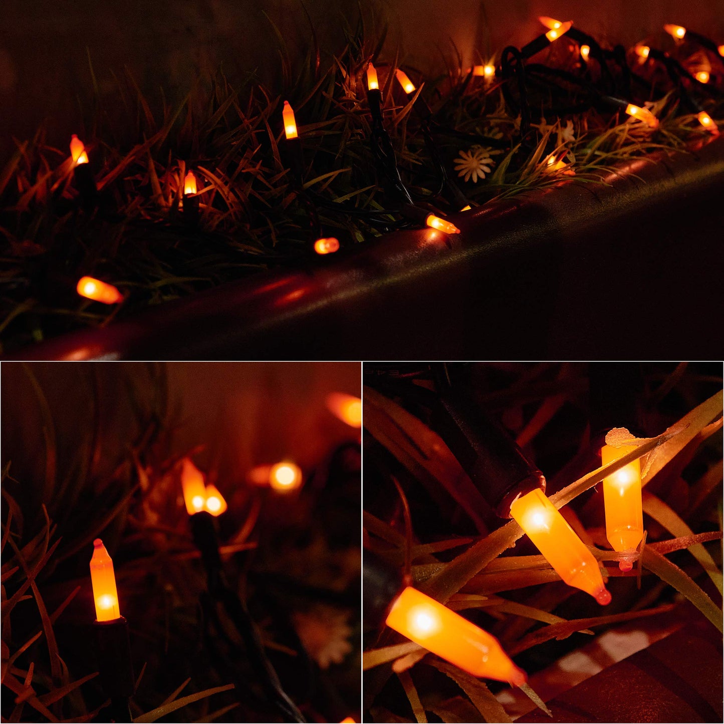 Twinkle Star Orange Halloween String Lights  2 Pack Total 100 Led 32Ft Battery Operated String Light Waterproof Tree Lights With 8 Lighting Modes Indoor Outdoor Patio Garden Halloween Decorations