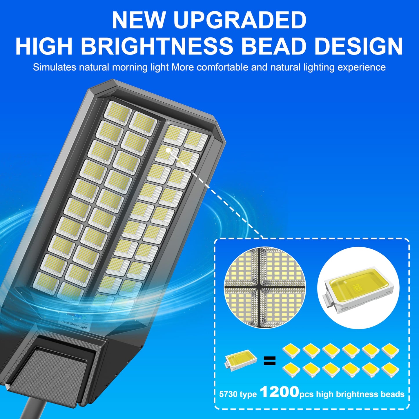 Vzyhik Solar Street Lights - 9500W Outdoor LED Flood Light with Motion Sensor, Remote Control, Waterproof, Black