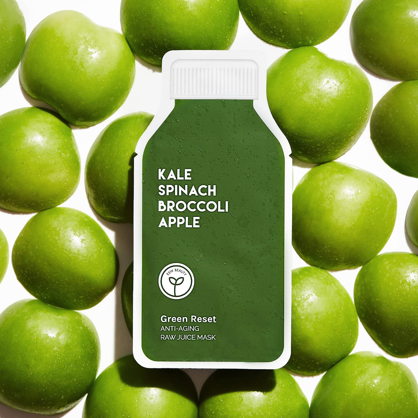 ESW Beauty Green Reset - Anti-Aging Raw Juice Face Mask - Revitalizing with Kale, Spinach, Broccoli & Apple for Mature Skin - Bo