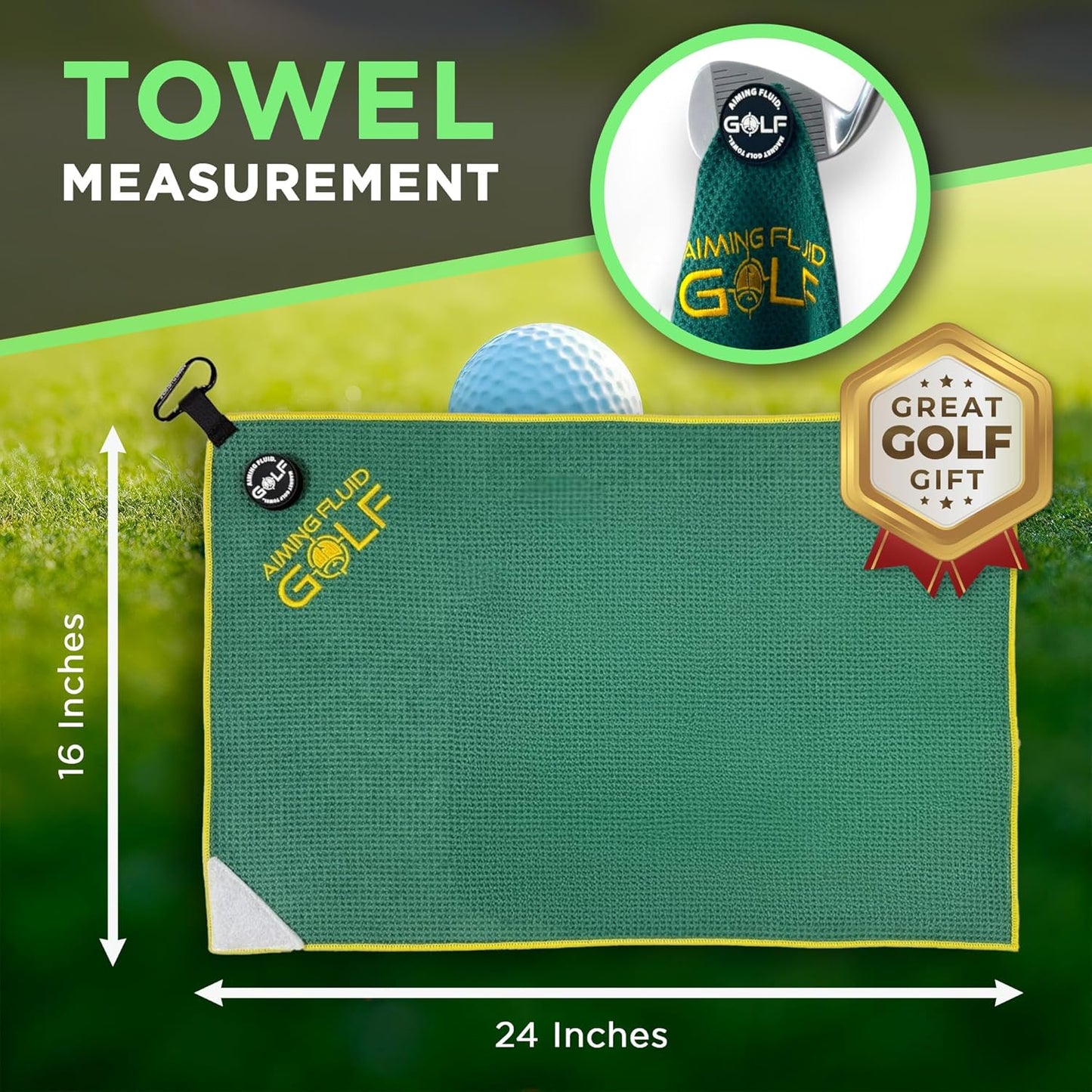Multi-Function Magnetic Golf Towel I Wash Pocket I Magna-Anchor Technology I Waffle Pattern I Scrub Pad I (16" x 24" Blue Magnet) (Augusta, 16" x 24" Stubby)