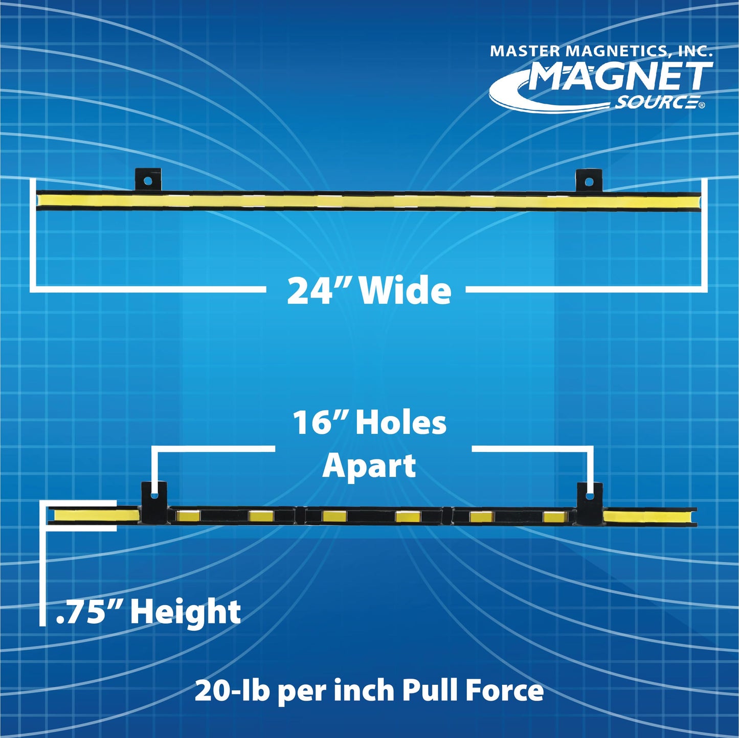 Master Magnetics 24" Magnetic Bar Tool Organizer - Easy to Install Magnet Storage Holder for House, Garage, Shed, or Job Site - Black Powder Coat
