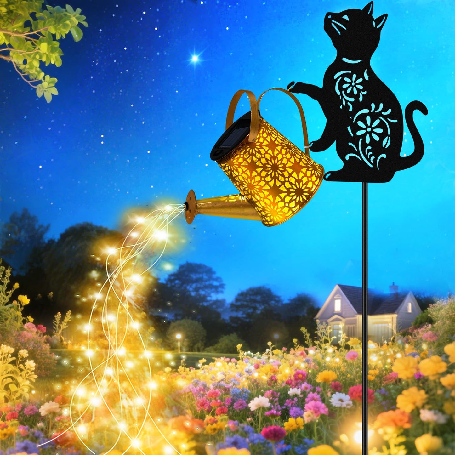 Solar Watering Can Lights  Cat Hanging Lantern Solar Lights Outdoor  Cat Lover Gifts For Mom Women Birthday MotherS Day Christmas  Waterproof Garden Decor Outside Patio Yard Pathway Backyard