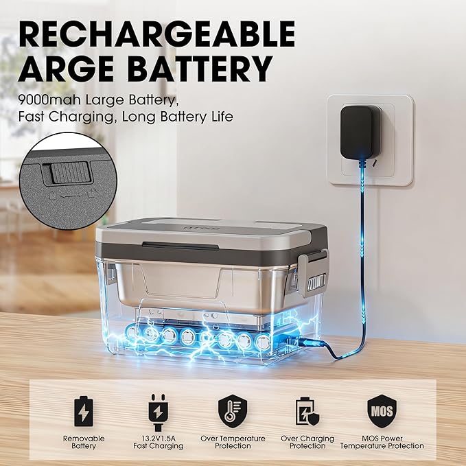 Cordless Electric Lunch Box for Adults with APP Control, 1.2L Portable Heated Lunch Box Battery Powered with Automatic Heating, Self-Heating Food Warmer for Work, Office, 248°F Max, Leak Resistant