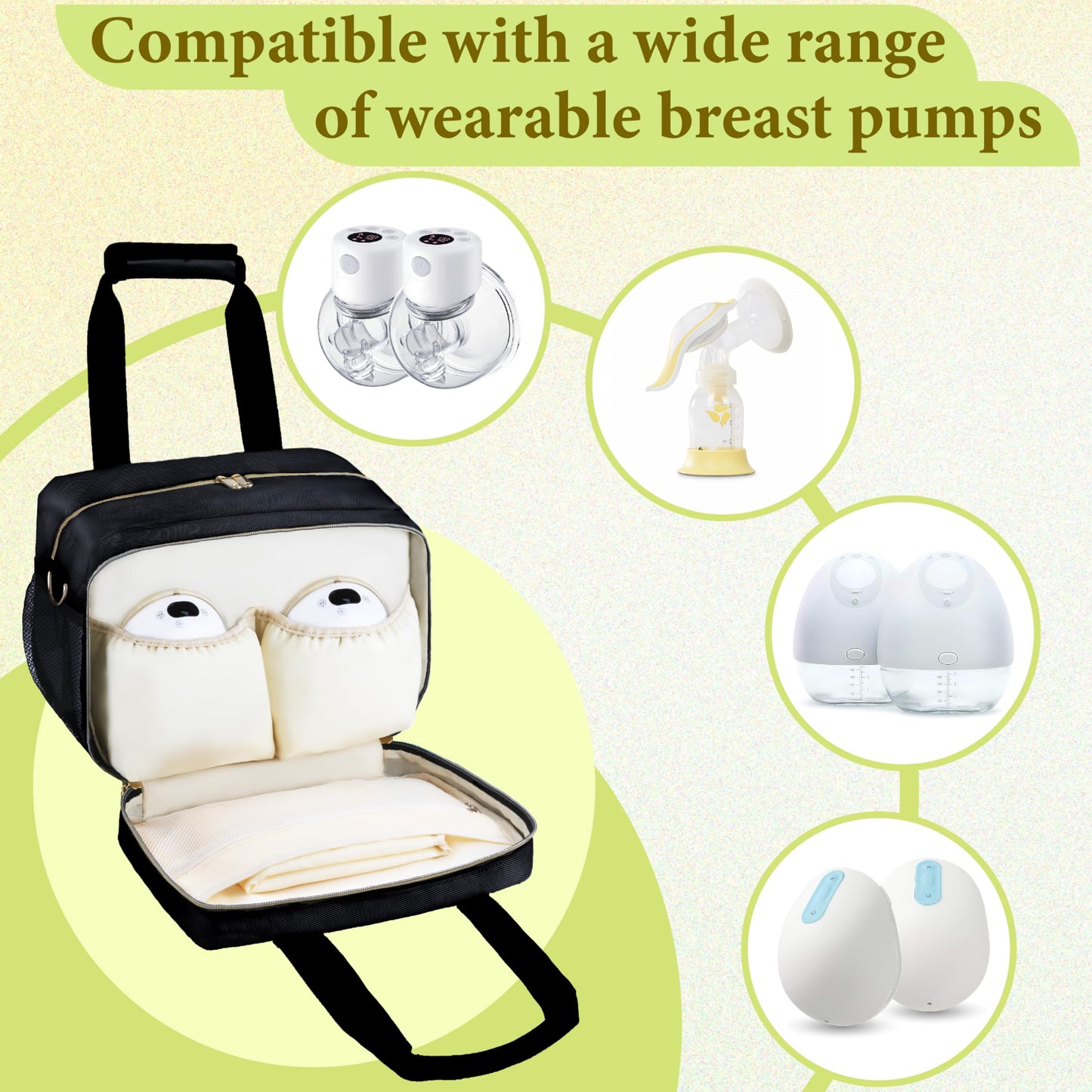 Breastmilk Cooler Bag with Ice Pack, Wearable Breast Pump Storage Bag, Insulated Bottle Travel Bag Compatible with Momcozy/Elvie/Willow, Fits Baby Bottles up to 9 Ounce with Shoulder Strap Black Mini