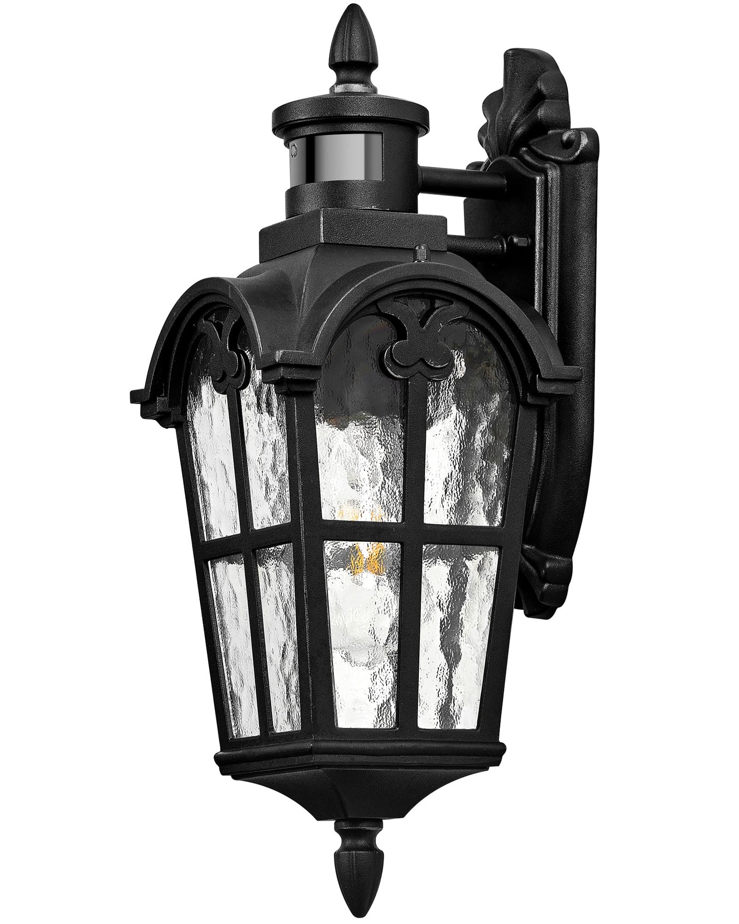 Vianis Porch Lights Outdoor Motion Sensor  Black Dusk To Dawn Outdoor Garage Lighting Fixtures  Aluminum Waterproof Outside Sconce Lights With Ripple Glass  Coach Light Wall Mount For House Doorway