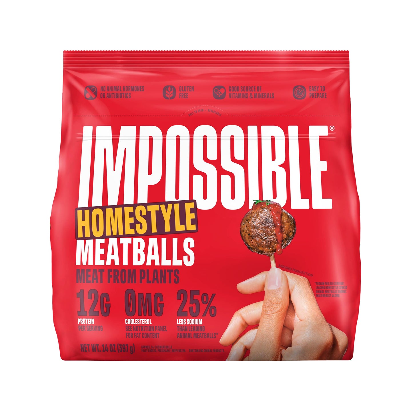Impossible Meatballs Made From Plants Homestyle Frozen Pack, 14 oz