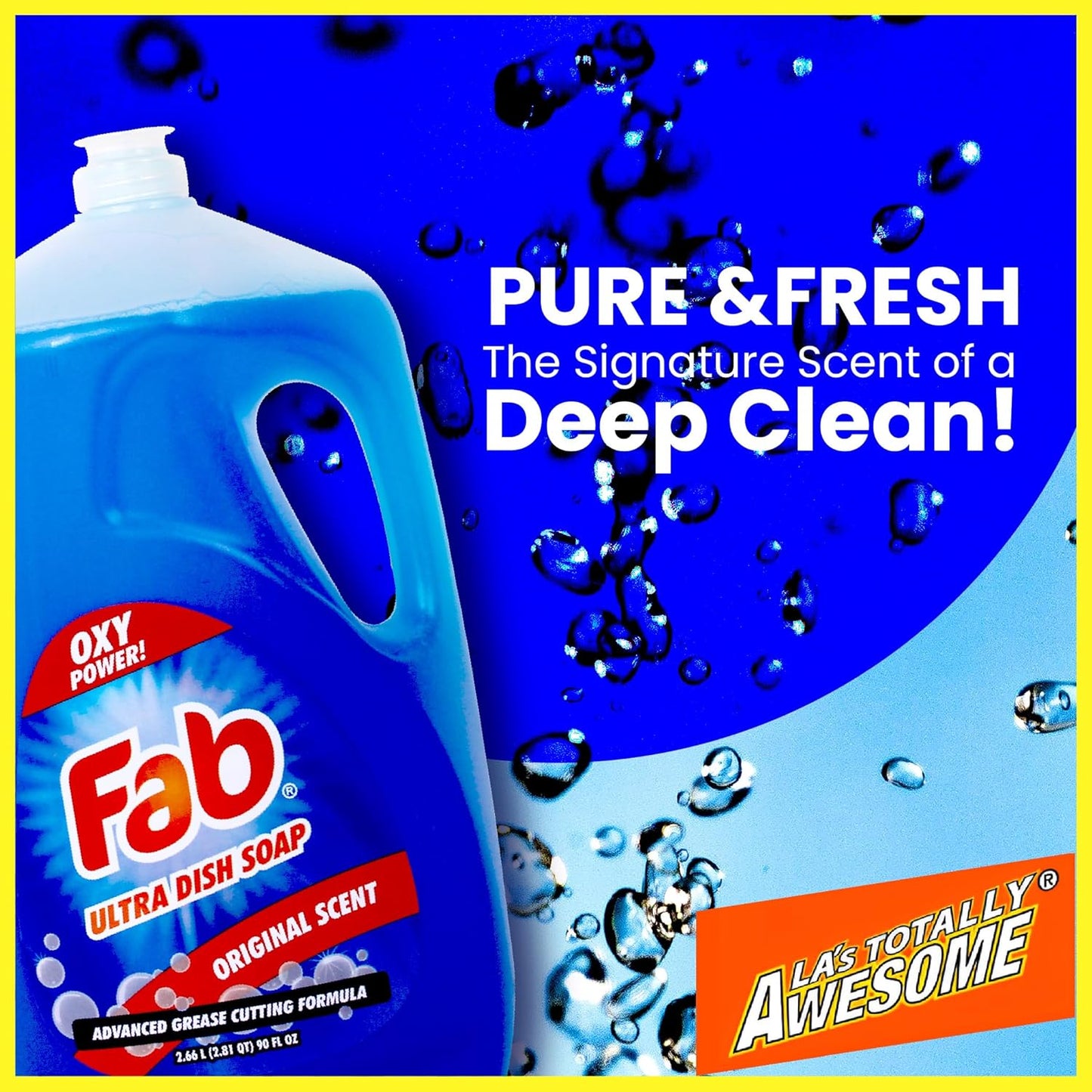 La's Totally Awesome Fab Liquid Dish Soap, Original Scent, 90 fl oz (Pack of 2) – Powerful Grease-Cutting Dish Liquid, All Purpose Dish Soap