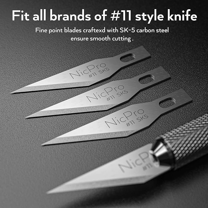 Nicpro 240 PCS Hobby Blades Set SK-5, Art Utility #11 Blades Refill Cutting Tool with Storage Case for Craft, Hobby, Scrapbooking, Stencil - 2 Pack of Case