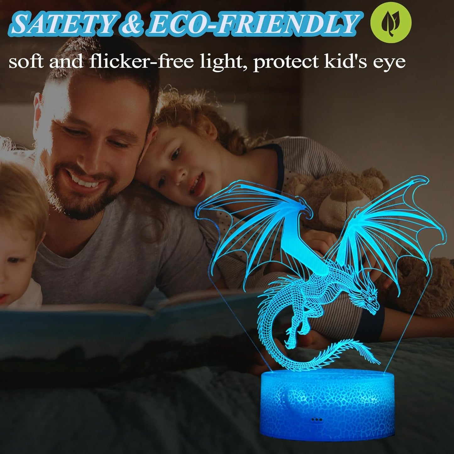 Dragon Night Light, Dragon Gifts, 3D Illusion Lamp with 16 Colors Changing, Timer, 4 Flash Modes and Dimmable, Kids Boys Girls Room Decoration, Holiday Xmas Gifts