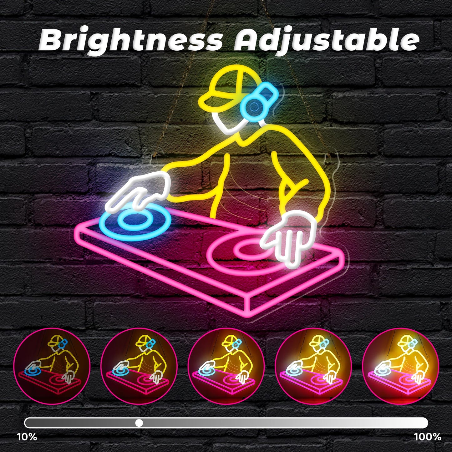 Coolgift Mart Dj Player Neon Sign  Dimmable Led Dj Room Decor Light With Usb Powered  Decorations For Bedroom Man Cave Bar Club  Gift For Dj And Heavy Metal Music Lovers