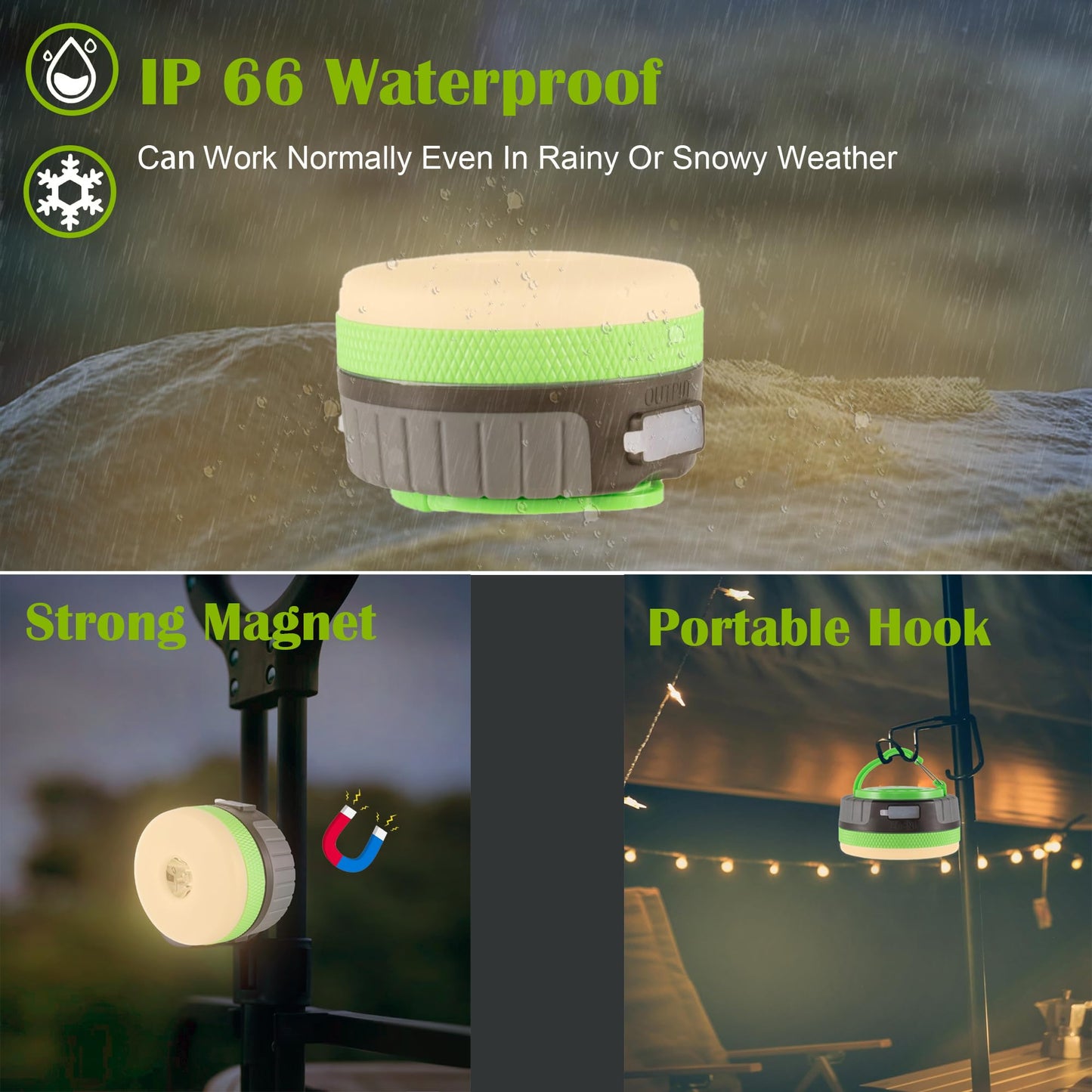 Lit-Path Led Camping Lantern - Rechargeable, 2200Mah, Magnetic Base, Medium Green, 1-Pack, Model Lt-Cpl001S-Gr