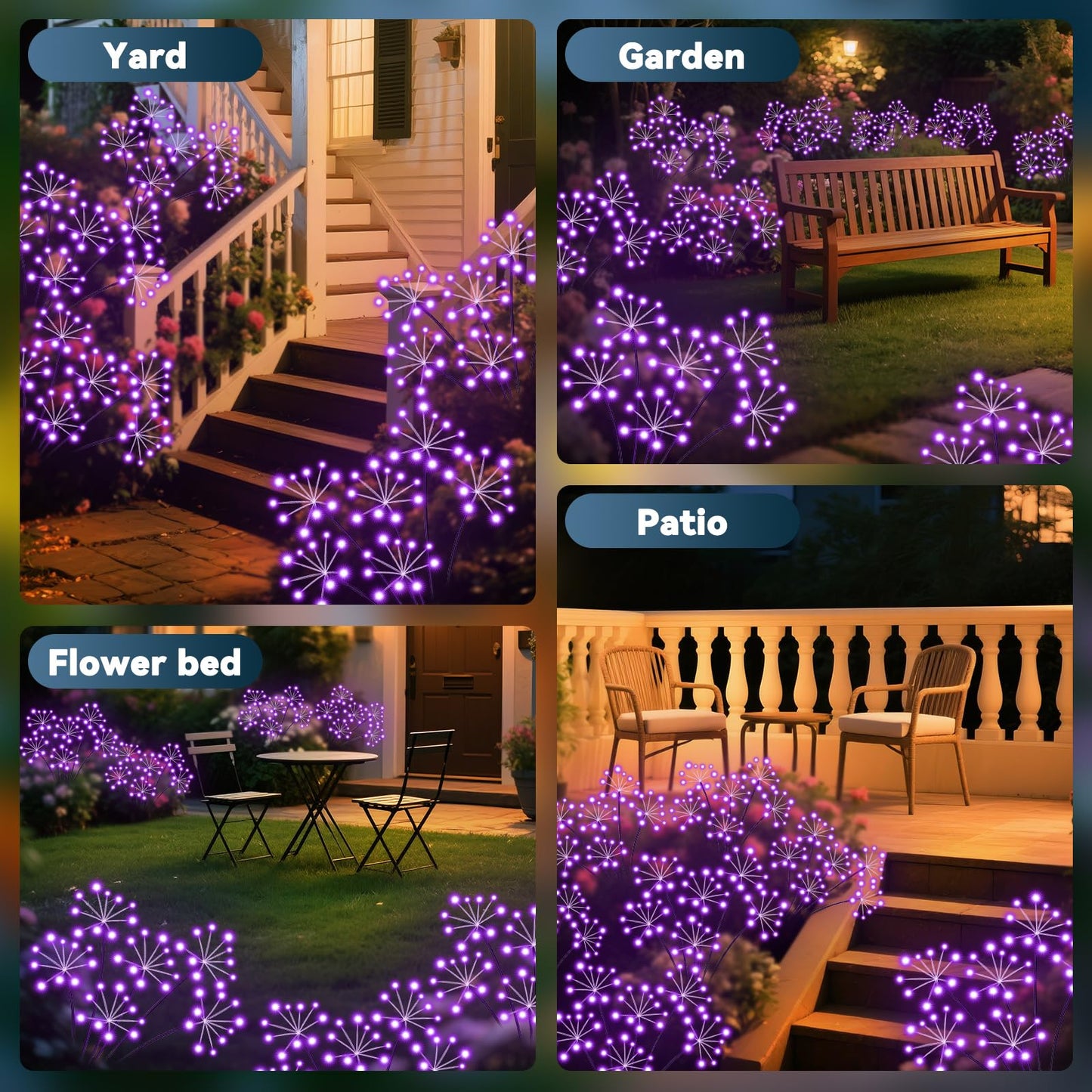 Solar Garden Lights 2 Pack Waterproof Swaying Starburst Light Solar Outdoor Lights For Yard Patio Walkway Pathway Party Wedding Decoration  Unique Gifts For Women  Purple
