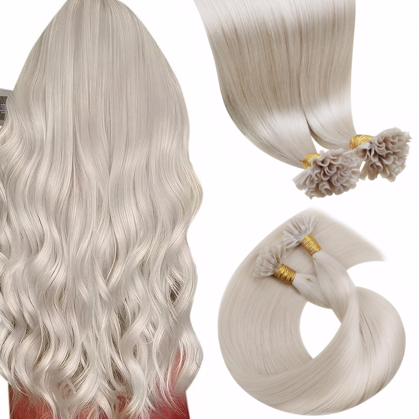 LaaVoo Blonde U Tip Hair Extensions Human Hair Platinum Blonde K Tip Hair Extensions Real Human Hair 22 in Ktip Human Hair Exten