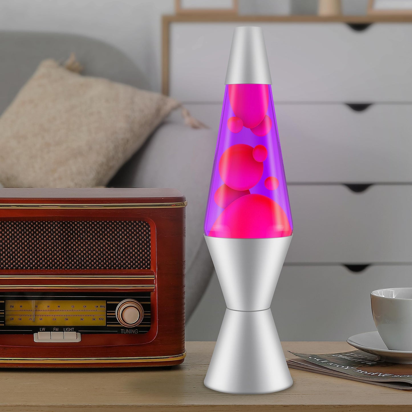Lava Classic Motion Lamp 2121, 14.5-Inch, Pink/Purple, Glass, Silver