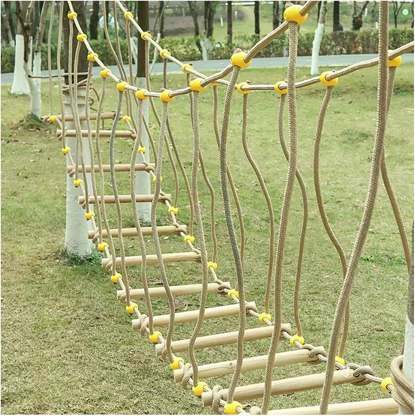 Amusement Park Suspension Bridge,Rope Ladder Bridge,Rickety Bridge, Slackline Accessories, Suitable for Outdoor Activities(Size:32.80ft(10m))