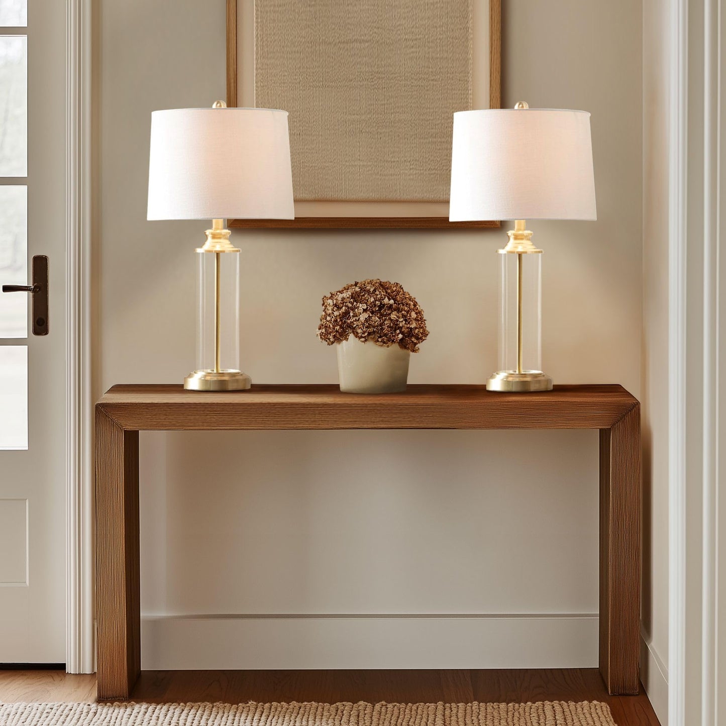 510 DESIGN Table Lamp Set of 2 - Clear Glass Body, Gold Accents, 26inH, Model 5DS153-1157