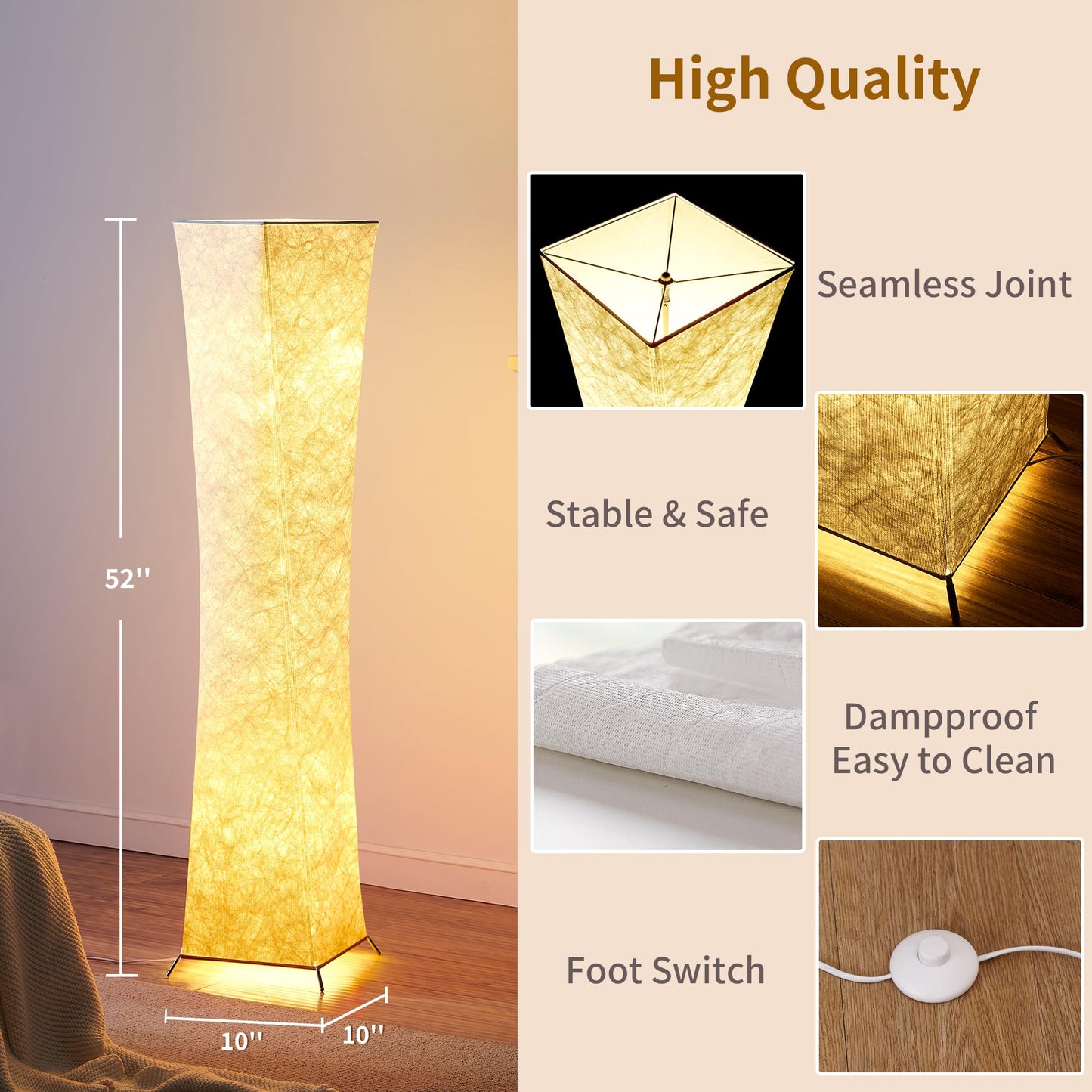 Chiphy Dimmable Floor Lamp, 52 Tall, 12Wx2 Led, Adjustable Brightness, White Fabric Shade, Model Sf210-107(A)