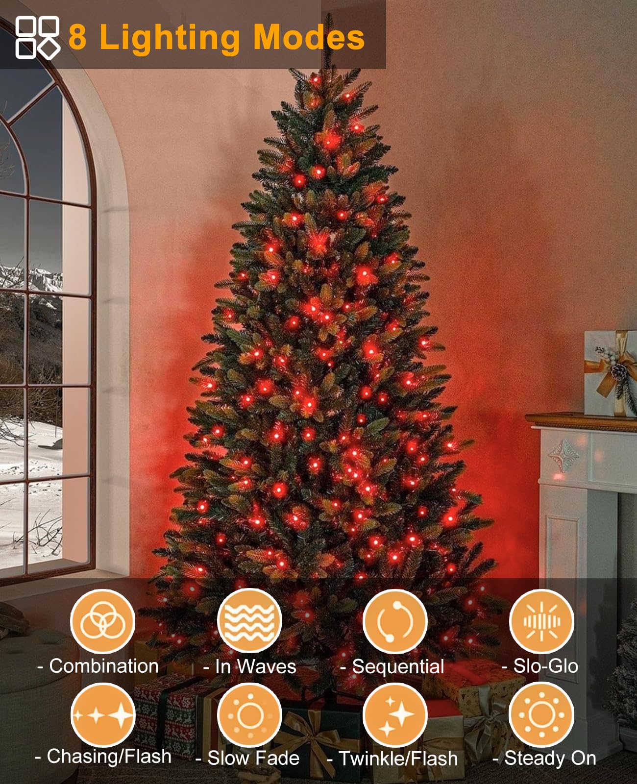 Xmasbokeh Red Christmas Lights Outdoor  80Ft 240 Led Christmas Tree Lights Waterproof Plug In  8 Modes Connectable Christmas Decorations Green Wire For Indoor Home Patio Holiday