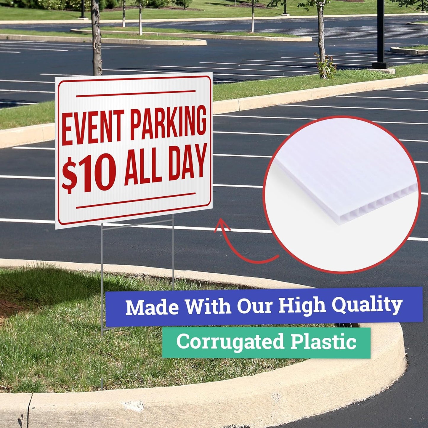 20 pack 12x18" Double Sided Customizable Outdoor Yard Sign made from Corrugated Plastic with Metal "H" Stake, Easy to Design, Sign for Business, Garage or Yard Sale, Home, Office, (12" x 18" - Qty 20)