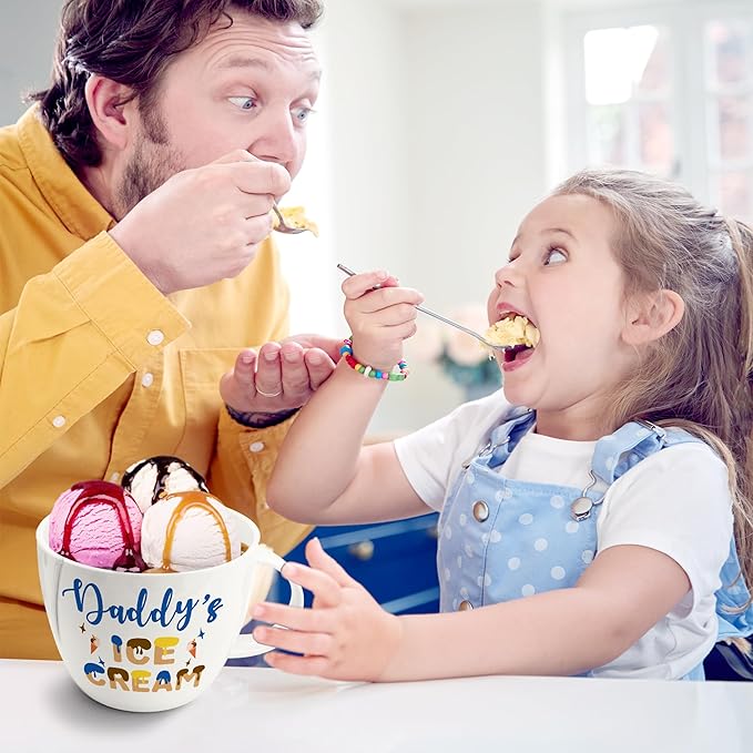 Christmas Daddy Gifts, Gifts for Dad from Daughter, Daddy's Ice Cream Bowl Scoop Shovel Spoon Set, Dad Ice Cream Birthday Present for Him Man