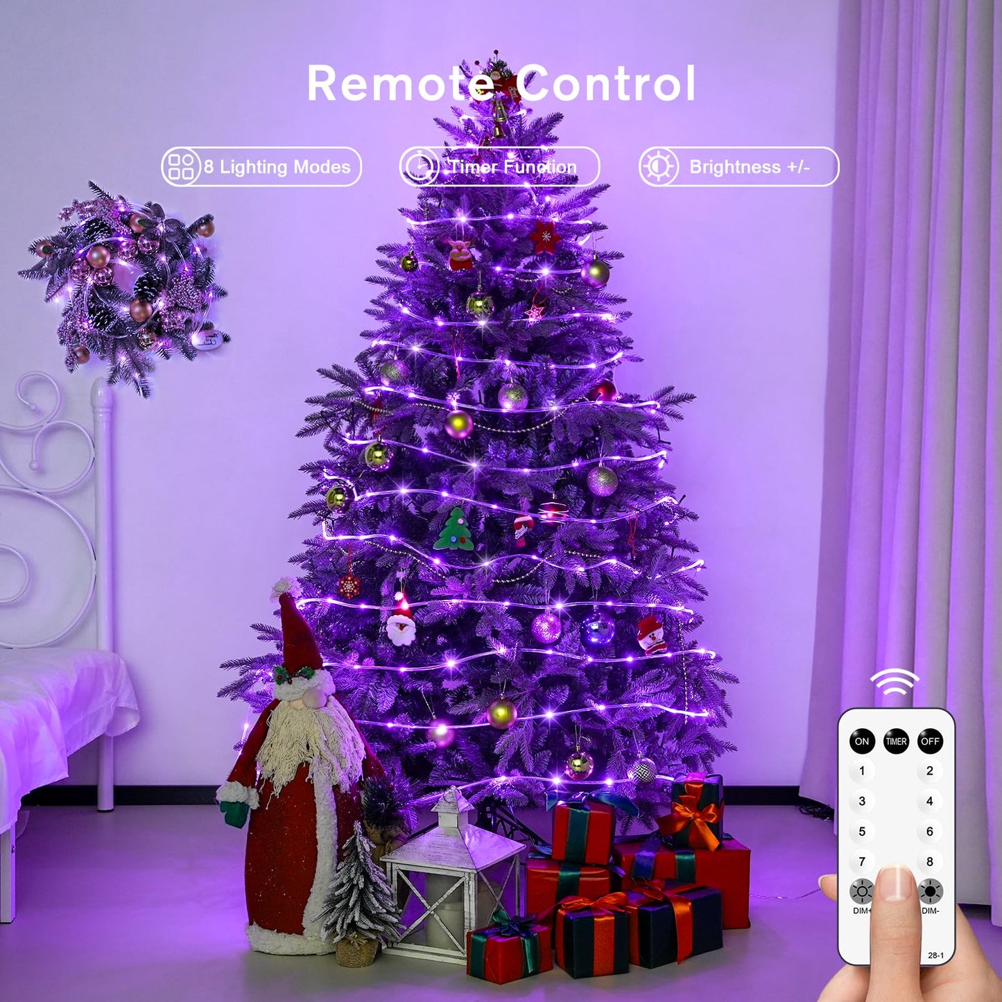 Jmexsuss 200 Led Purple Halloween Lights - 66 Ft Indoor/Outdoor Waterproof Purple Rope Lights For Outside Decorations  Garden  Patio  Christmas Tree