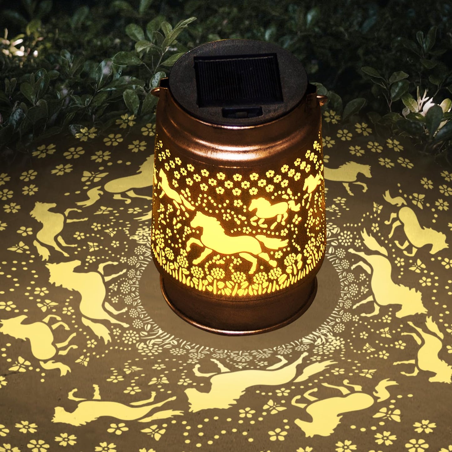 ShangTianFeng Solar Lantern - Waterproof LED Mason Jar Light for Garden, Yellow, Horse-Lanterns