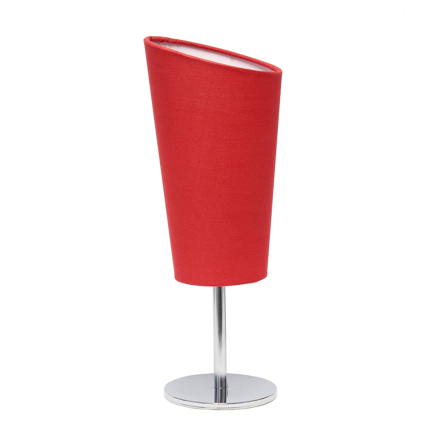 Simple Designs Lt2061-Red Mini Table Lamp, Red Fabric Shade, Metal, Pack Of 1