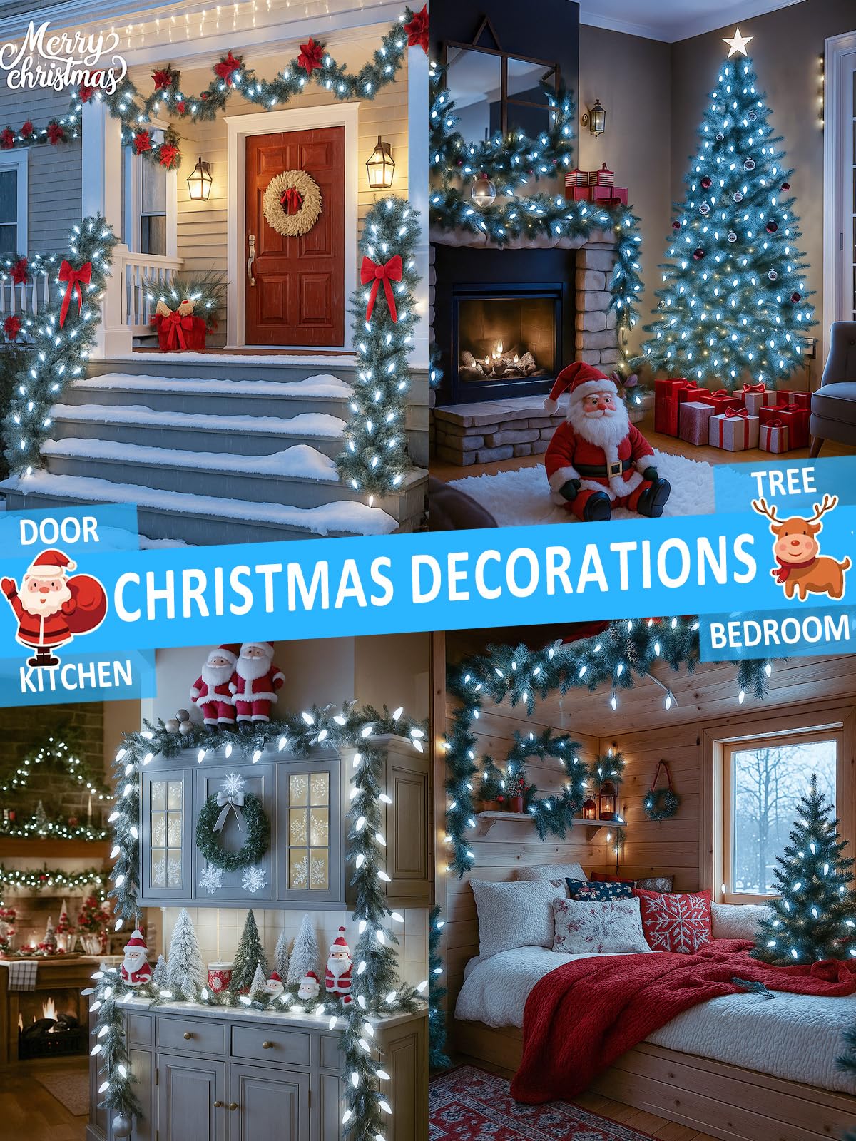 Connectable 250 Led C6 Christmas String Lights  82Ft Waterproof Christmas Twinkle Lights Outdoor  Plug In Lights With 13 Modes For Indoor Outdoor Yard Party Christmas Tree Decorations (Cool White)