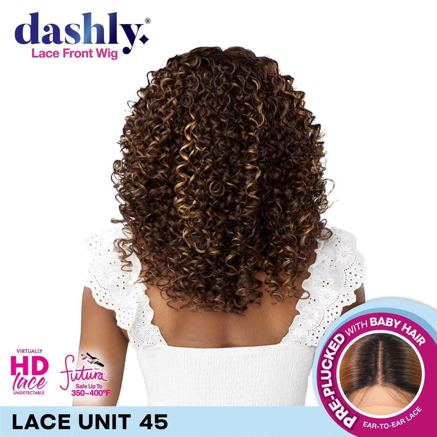 Sensationnel Dashly Lace Front Wig - Unit 45 Hand Tied Laceparting Ear to Ear Synthetic (1B OFFBLACK)