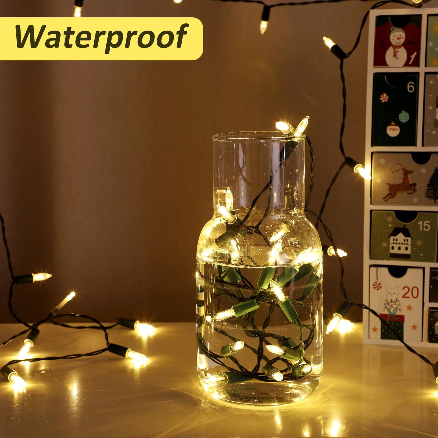Blissun Christmas Lights, 50-Count Battery Operated Mini String Light Set, 16 ft, Warm White, 4 Pack, Model LLP 50WW4