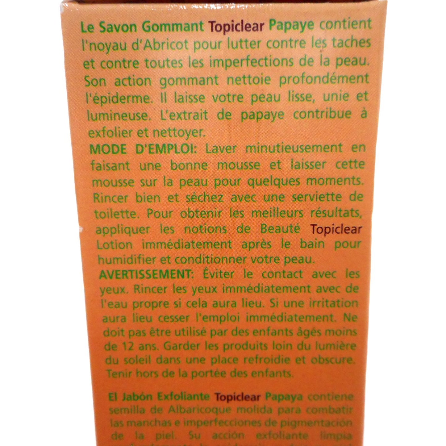 Topiclear Exfoliating Soap, Papaya, 7 oz.