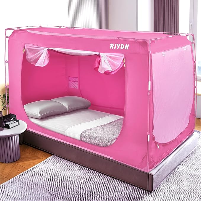 Bed Tent Bed Canopy Twin Size Tents for Adult and Kids- Portable Dream Tent Indoor Sleeping Tents 70% Blackout with 3 Doors Breathable Big Space Tents