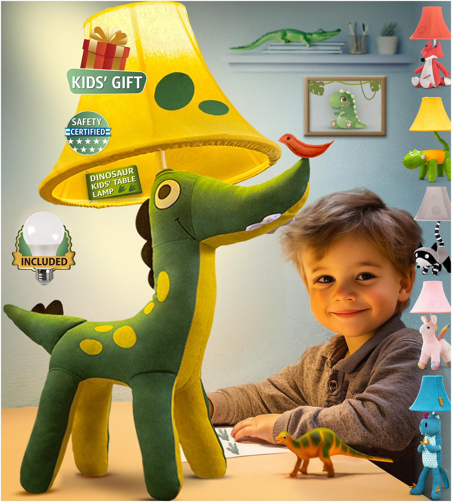 Dinosaur Kids Lamp For Boys Bedroom - 20  Boys Lamp For Kids Room - Cute Christmas Gifts  Birthday Gifts For All Ages: Toddler Girls  Children  Grandkids 3 4 5 And Up Years Old  Sister  Brother