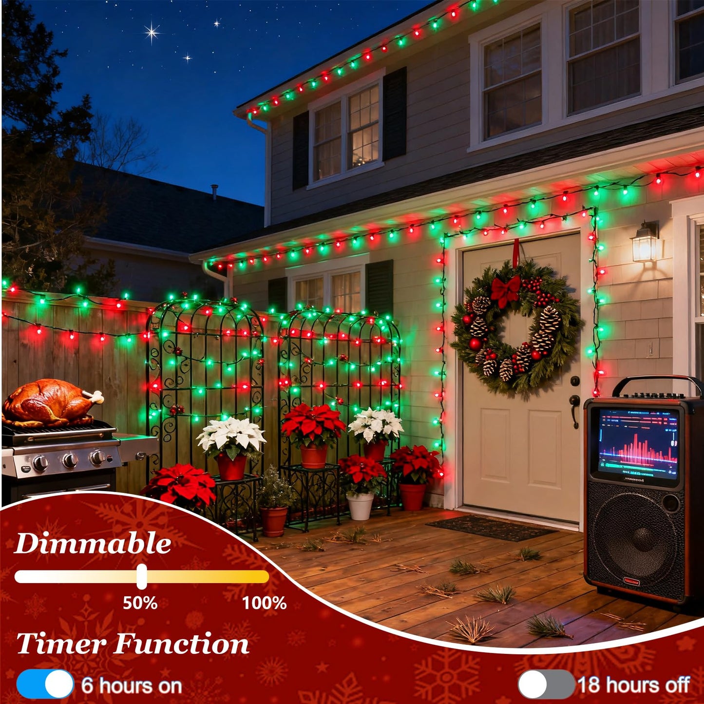 1500 Led Christmas Lights Outdoor With 12 Modes  470Ft Green Wire Christmas String Fairy Lights With Timer & Dimmable  Waterproof Twinkle Tree Lights For House Party Wedding Xmas Decor  Red & Green