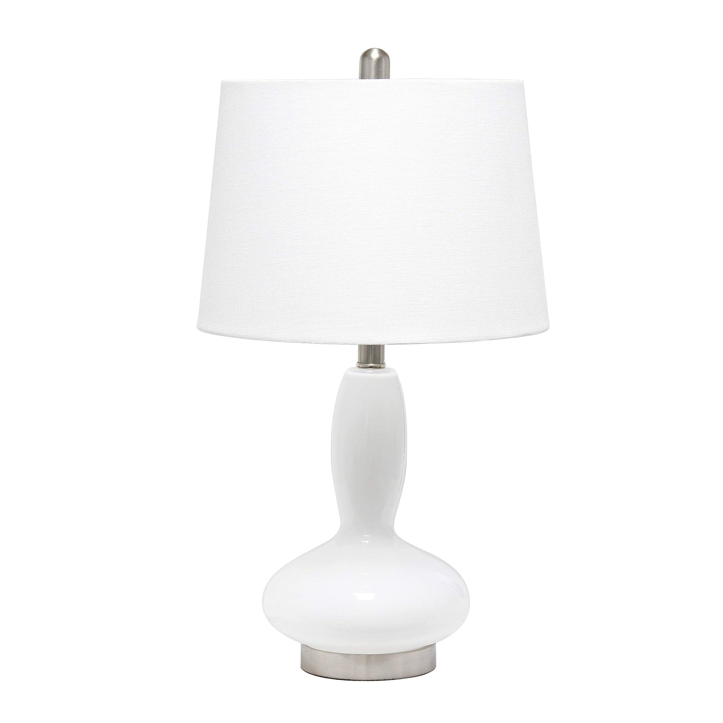 Elegant Designs LT3315-WHT Contemporary Glass Table Lamp, White, Curved Design