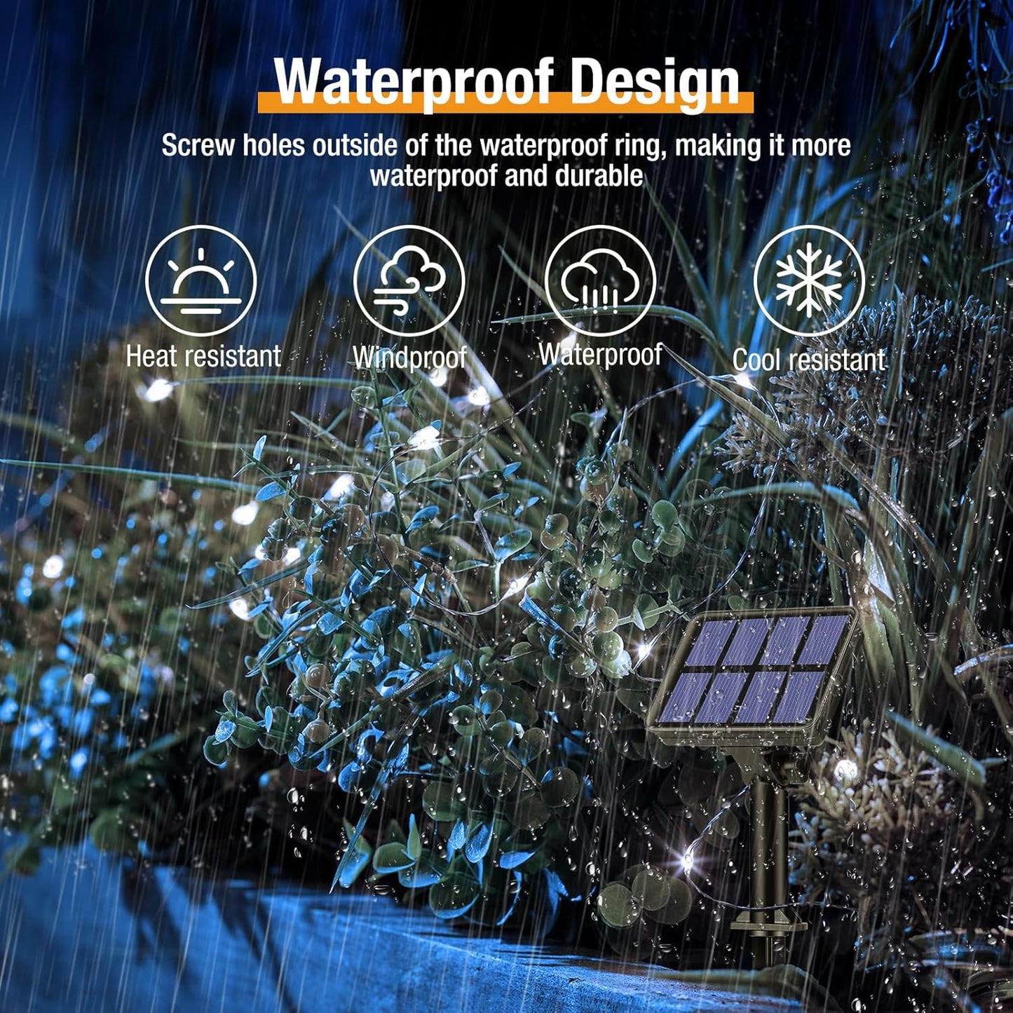 btfarm Solar String Lights for Outside - 80LED 33FT Solar Fairy Lights Outdoor Waterproof 8 Modes, Copper Wire Solar Powered Twinkle Lights for Tree Garden Christmas Wedding Party Decor, Cool White